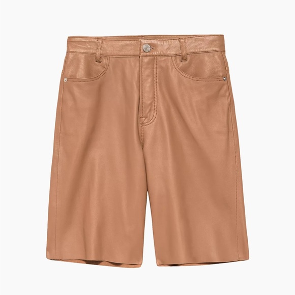 NWOT- Frame 100% Lamb Leather Bermuda Shorts - Picture 7 of 16